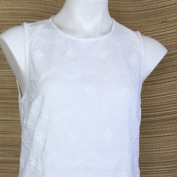 St Tropez 100% Linen Embroidered Front Sleeveless Shift Dress White/Cream Size 6 - Picture 5 of 9